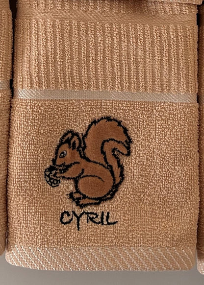 Cyril Squirrel Design Tea Kitchen Towel Beige