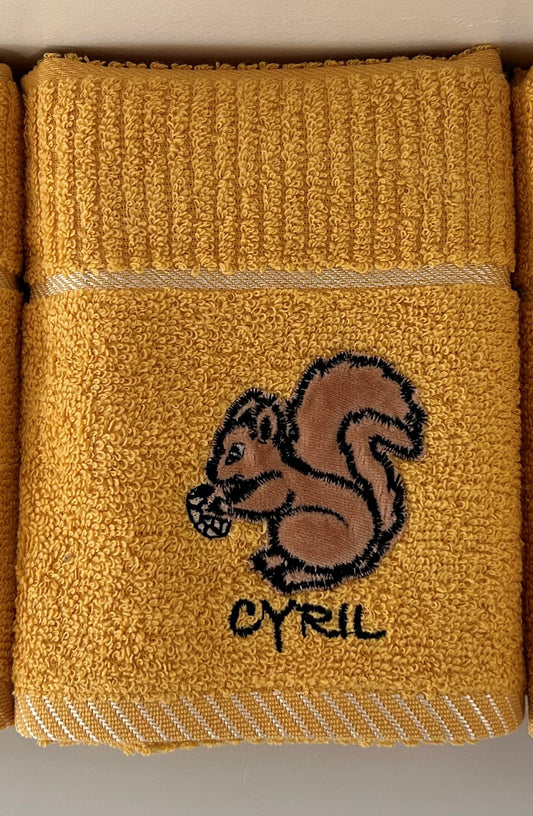 Cyril Squirrel Design Tea Kitchen Towel Yellow