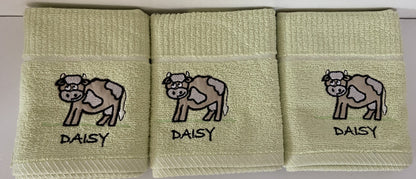 'Daisy' Cow Tea Kitchen Towel Green