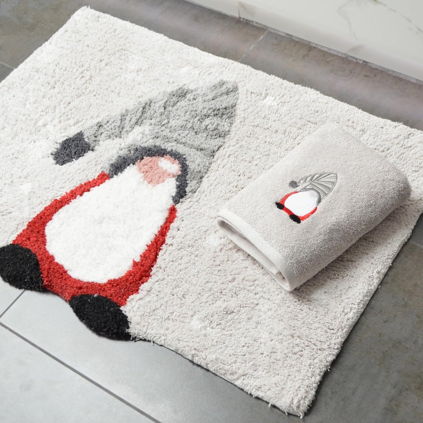 Festive Gonks Supersoft Bath Mat in Grey 50cm x 80cm