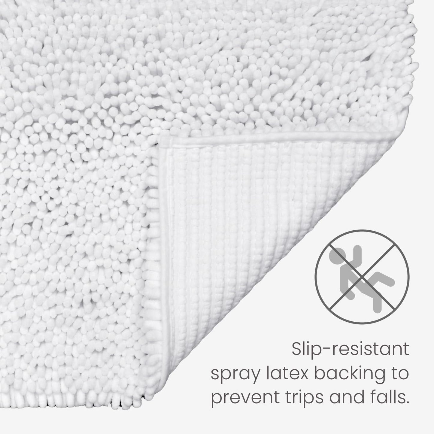 Jumbo Noodle Deep Pile Bobble Bath Mat in White