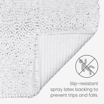 Jumbo Noodle Deep Pile Bobble Bath Mat in White