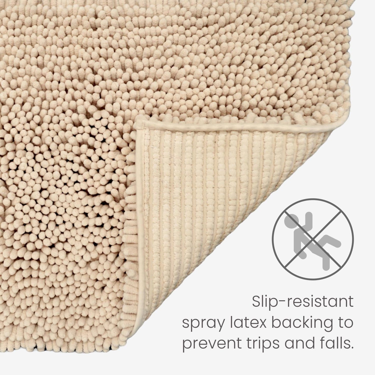 Jumbo Noodle Deep Pile Bobble Bath Mat in Stone