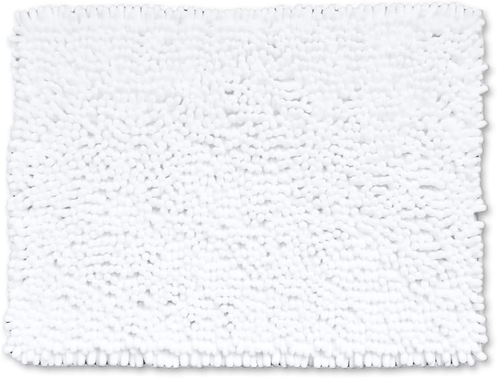 Jumbo Noodle Deep Pile Bobble Bath Mat in White