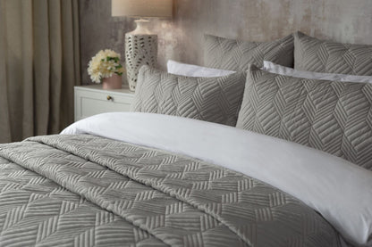 Lisbon Quilted Bedspread in Grey