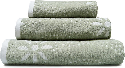 Floral Design Marrakesh Bath Towels in Sage Green