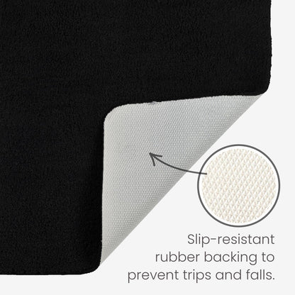 Microfibre Bath & Pedestal Mats Black