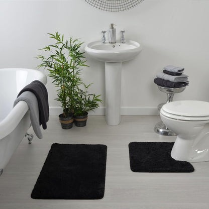 Microfibre Bath & Pedestal Mats Black