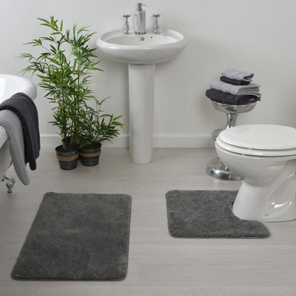 Microfibre Bath & Pedestal Mats Charcoal