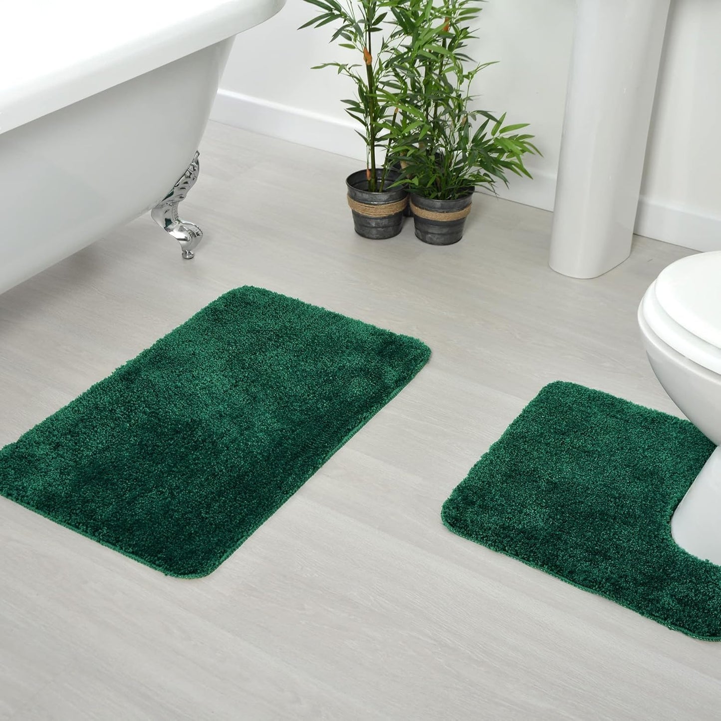 Microfibre Bath & Pedestal Mats Dark Green