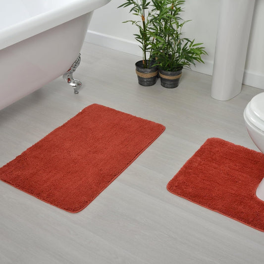 Microfibre Bath & Pedestal Mats Terracotta