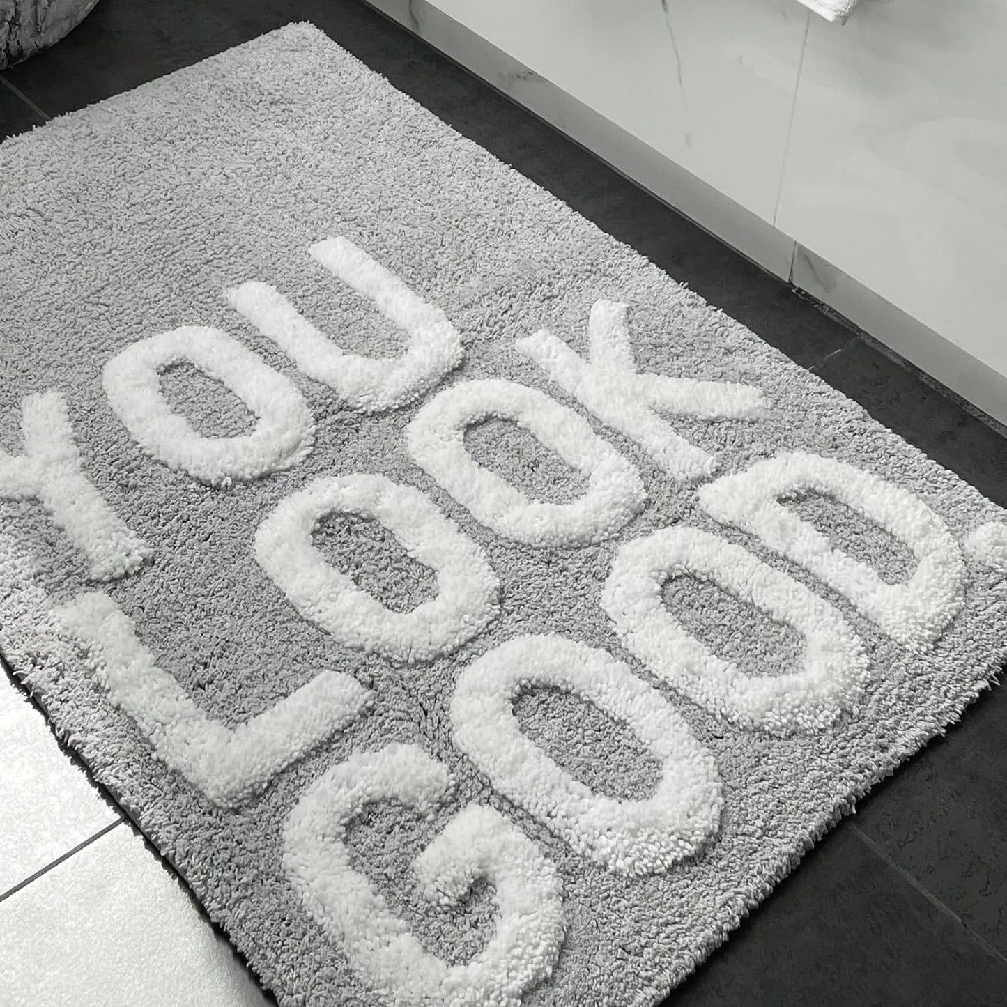 YOU LOOK GOOD Bath Mat in Grey