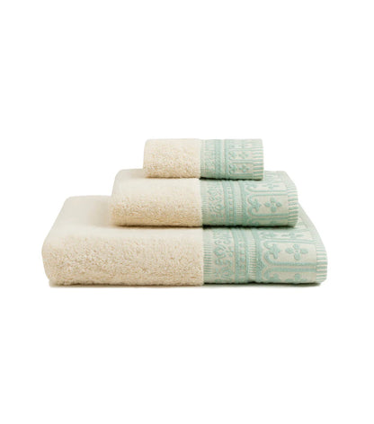 100% Cotton Jacquard Design Bath Towels Natural & Green