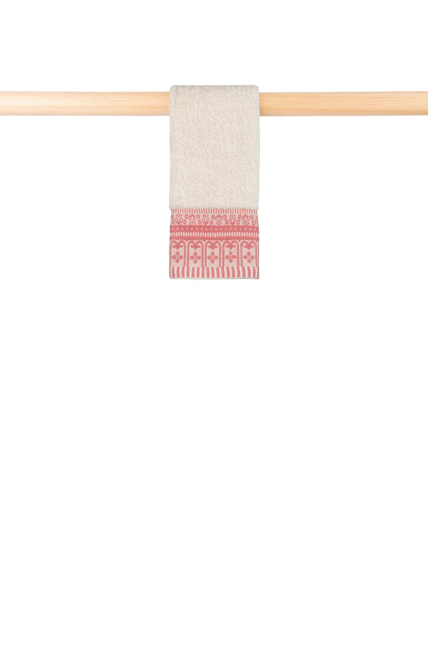 100% Cotton Jacquard Design Bath Towels Natural & Pink