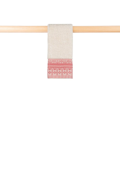 100% Cotton Jacquard Design Bath Towels Natural & Pink