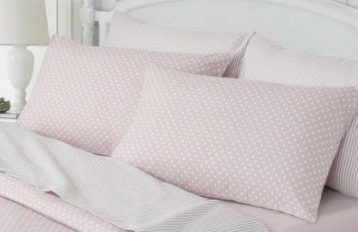 Spots & Stripes Brushed Cotton Bedding in Pink & White