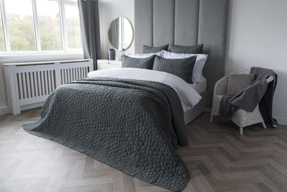 Porto Quilted Bedspread in Charcoal Grey