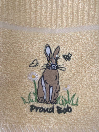 Proud Bob Hare Design Tea Kitchen Towel in Lemon