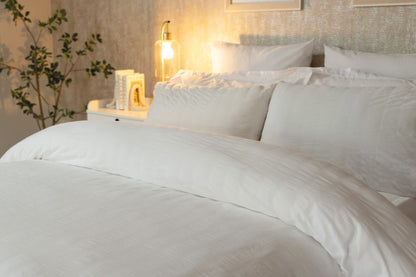 Seersucker Textured Design Duvet Cover Set in White