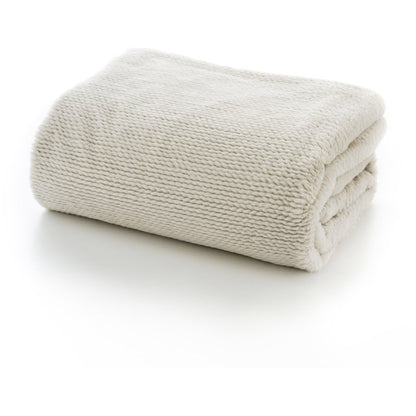 Supersoft Faux Fur Knit Style Throw Blanket in Biscuit