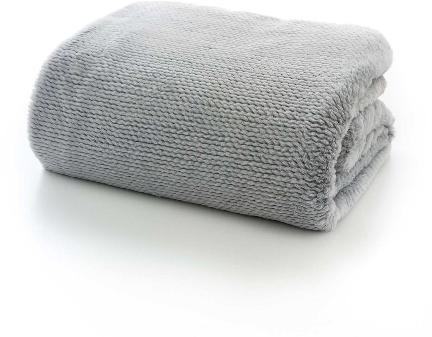 Supersoft Faux Fur Knit Style Throw Blanket in Platinum