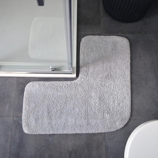 100% Cotton Corner Shower Mat in Dove Grey