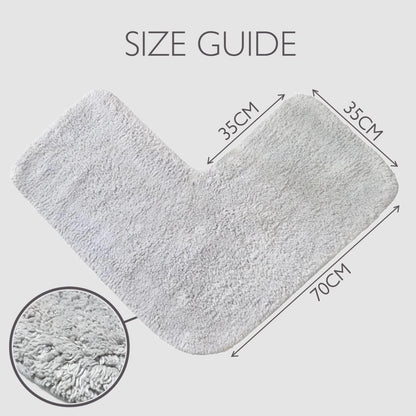 100% Cotton Corner Shower Mat in Dove Grey