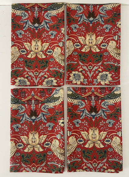 William Morris Strawberry Thief Red Kitchen Linen