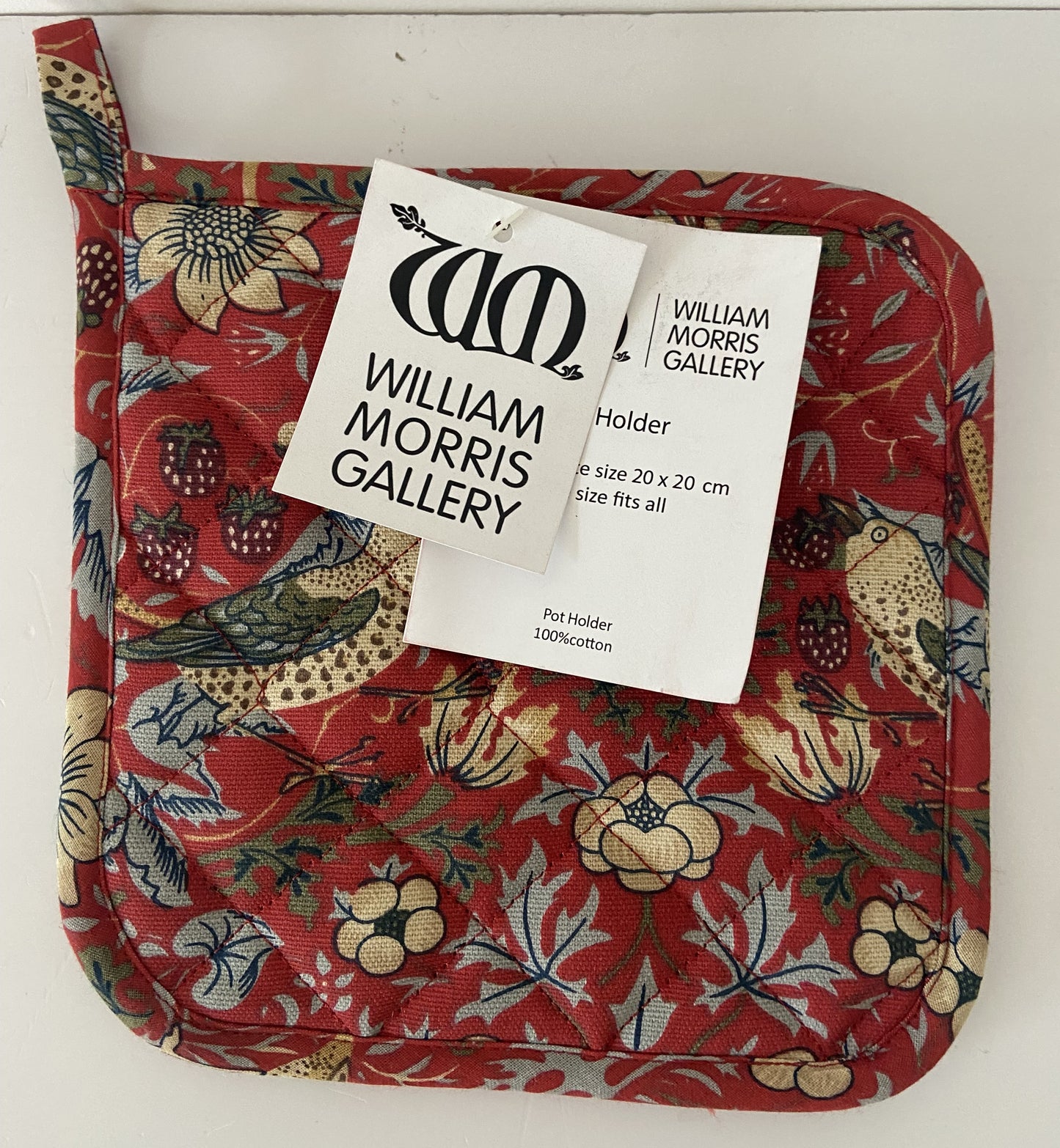 William Morris Strawberry Thief Red Kitchen Linen