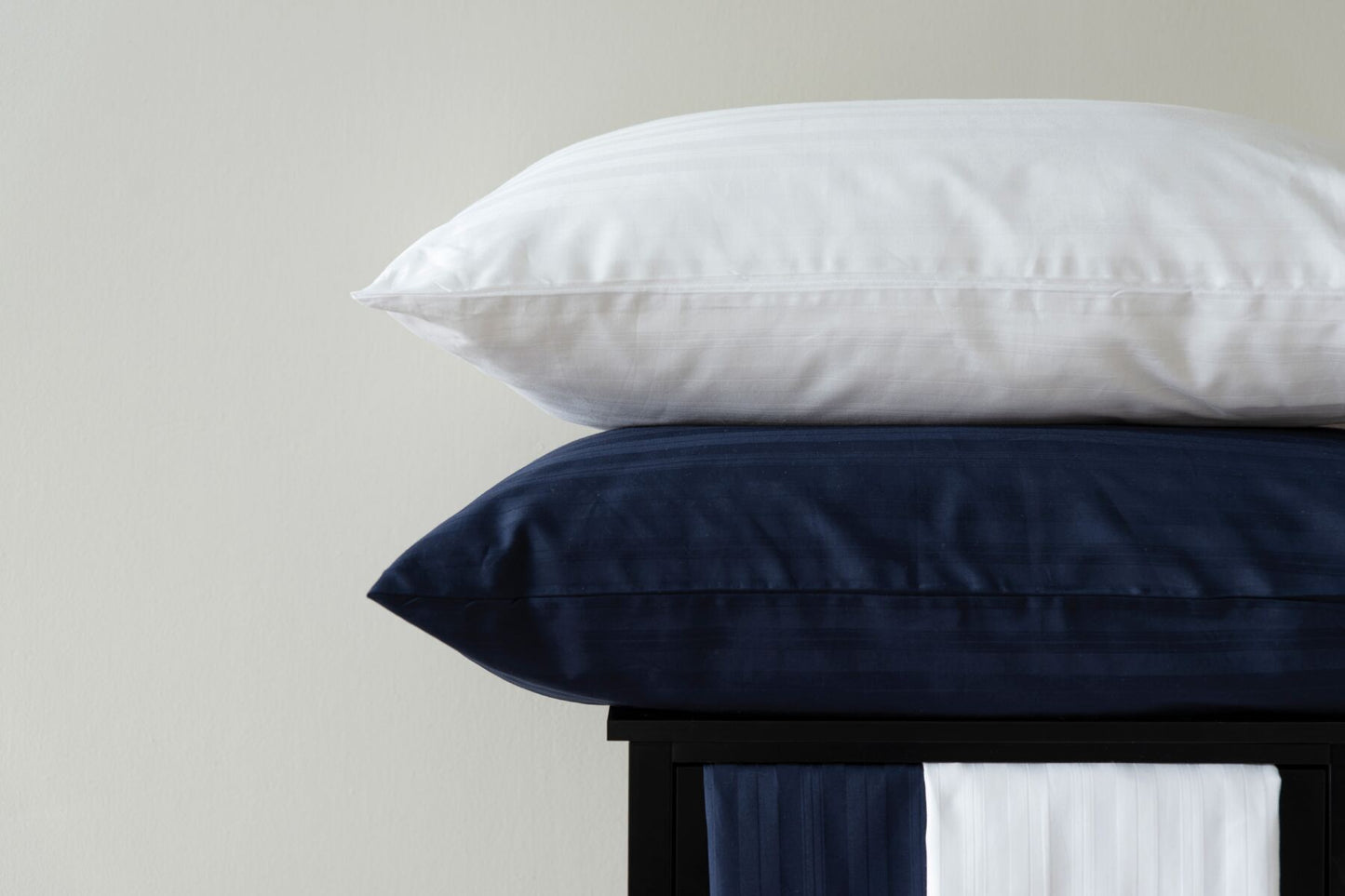 300 Thread Count 100% Cotton Satin Stripe Navy Blue