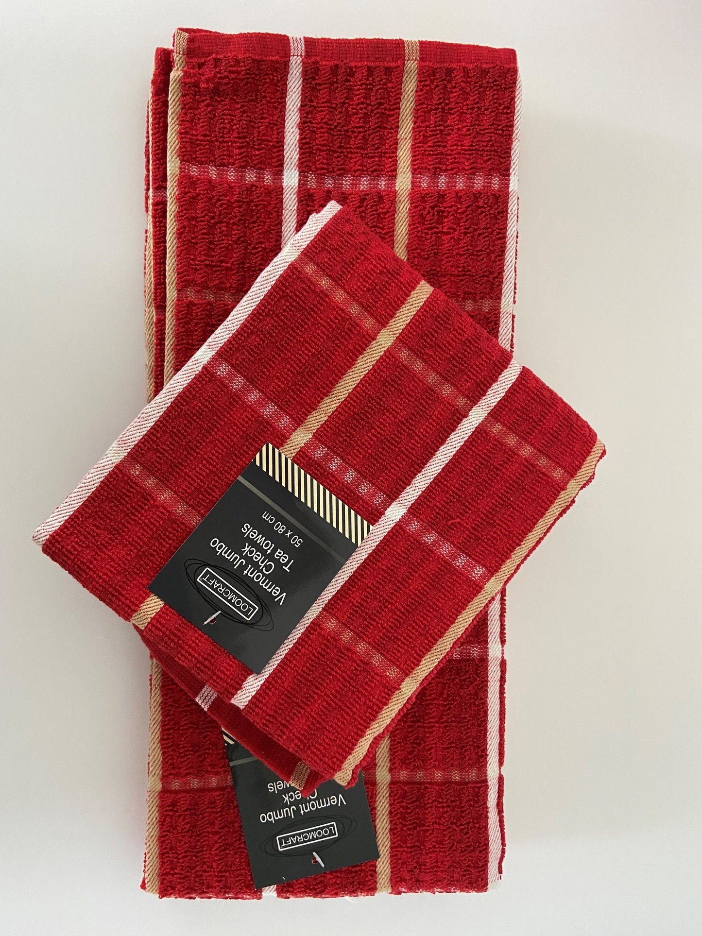 Large Check Tea Towels in Red