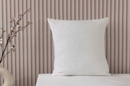 100% Cotton Waffle Stripe Duvet Cover Set in Latte