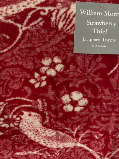 Strawberry Thief Throw Blanket in Red