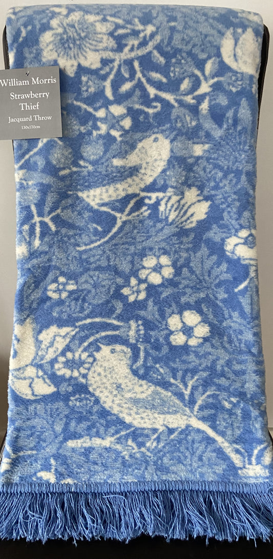 Strawberry Thief Throw Blanket in Blue