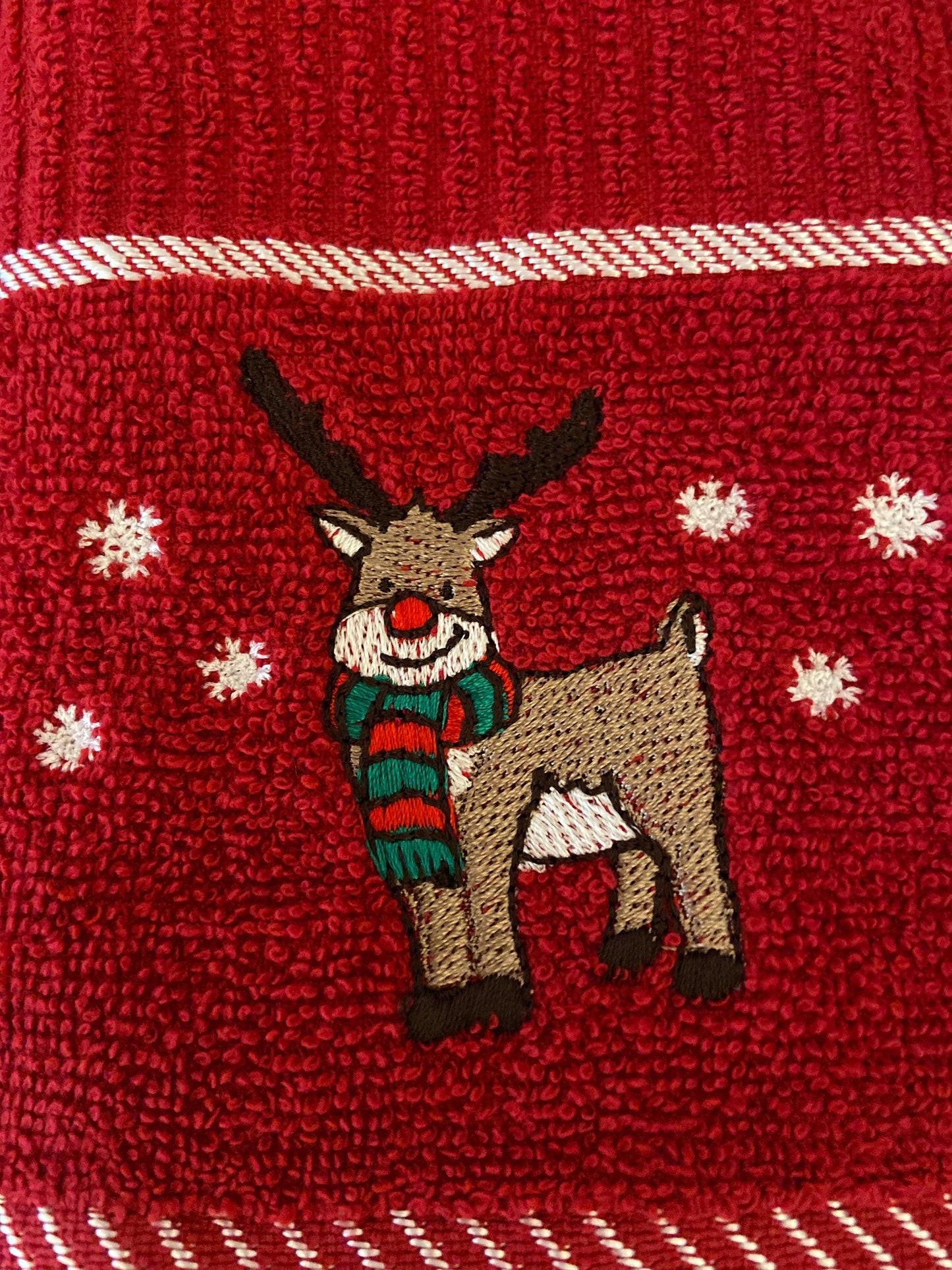 Christmas Reindeer Kitchen Towel in Red