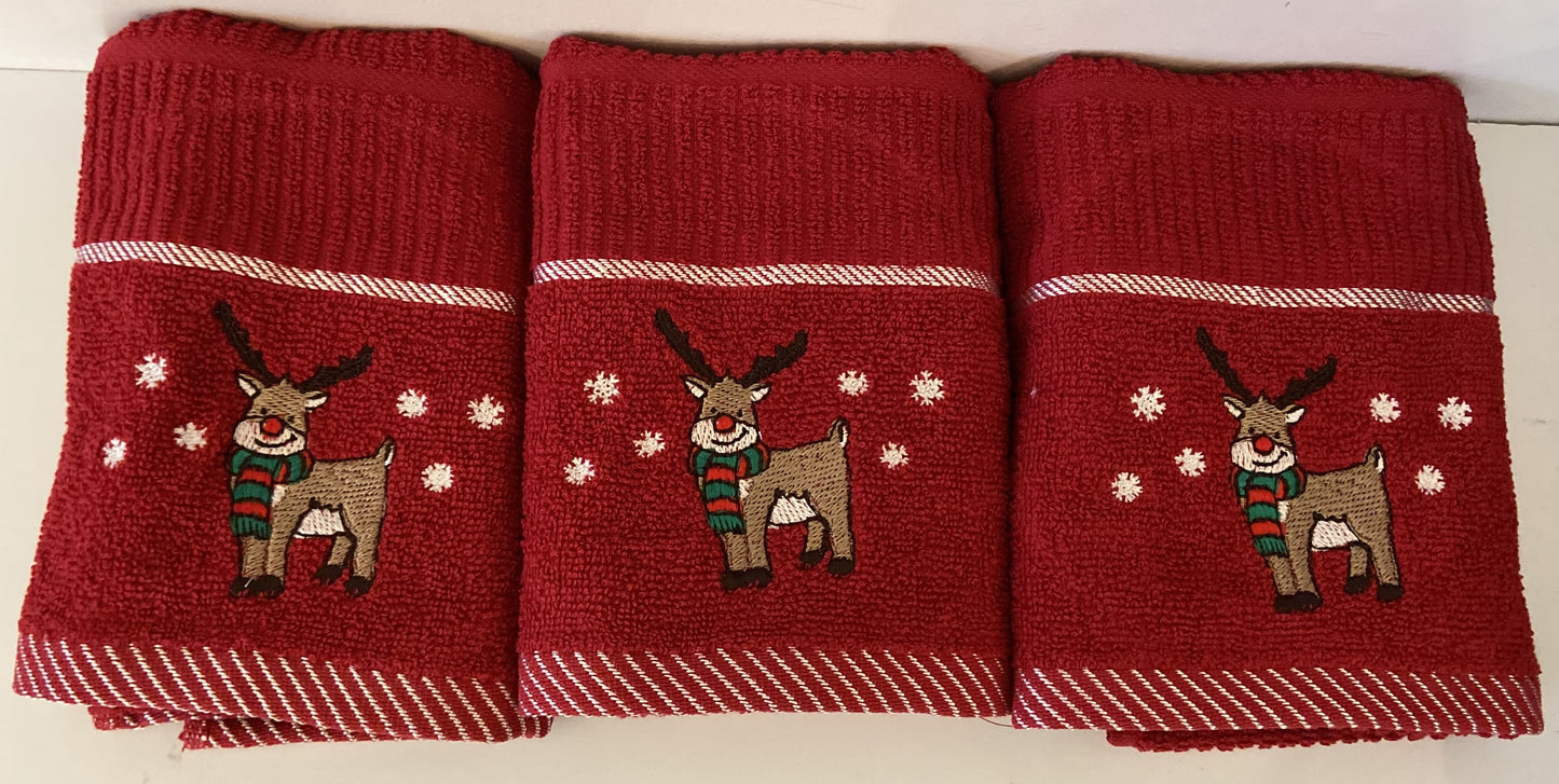 Christmas Reindeer Kitchen Towel in Red