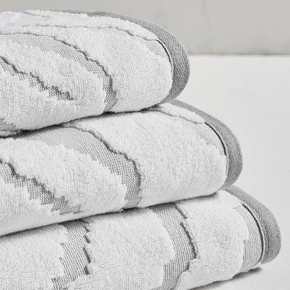 Zebra Jacquard Design Bath Towels in Silver Grey