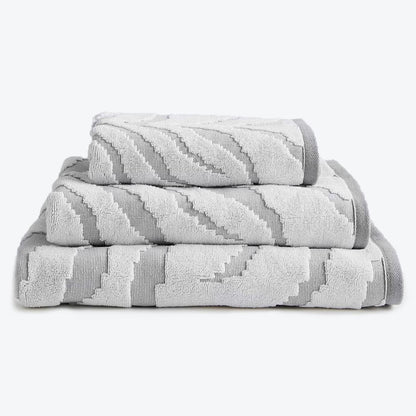 Zebra Jacquard Design Bath Towels in Silver Grey