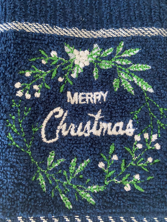 Christmas Merry Christmas Kitchen Towel in Navy