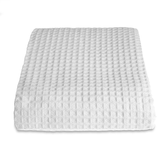 100% Cotton Hotel Waffle Weave Throw White