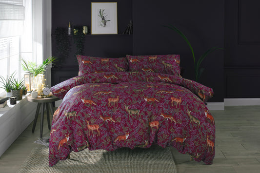 Fox & Deer Duvet Cover Set Mulberry