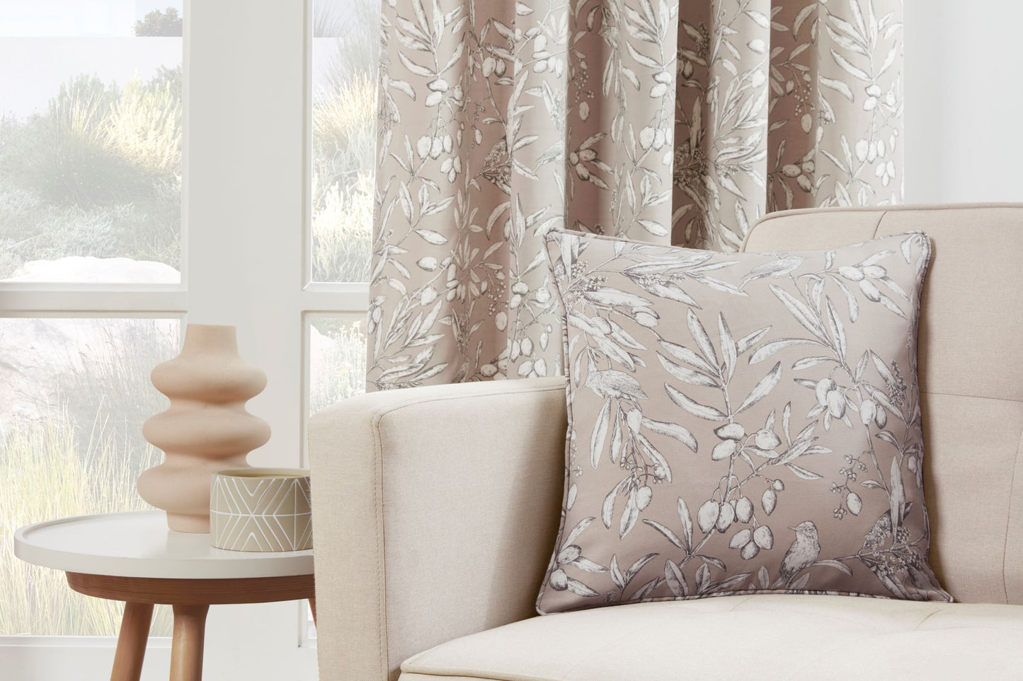 Aviary Design Pair Curtains in Taupe