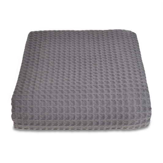 100% Cotton Hotel Waffle Weave Throw Charcoal Grey