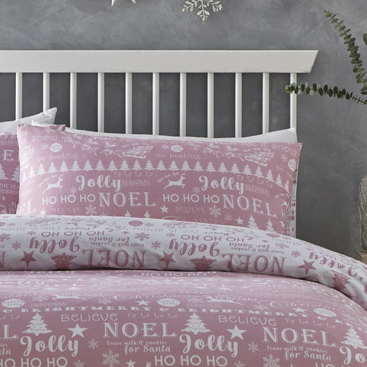 Jolly Christmas Duvet Cover Set Pink