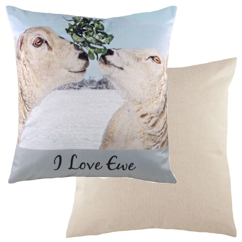 I Love EWE Winter Theme Sheep Cushion