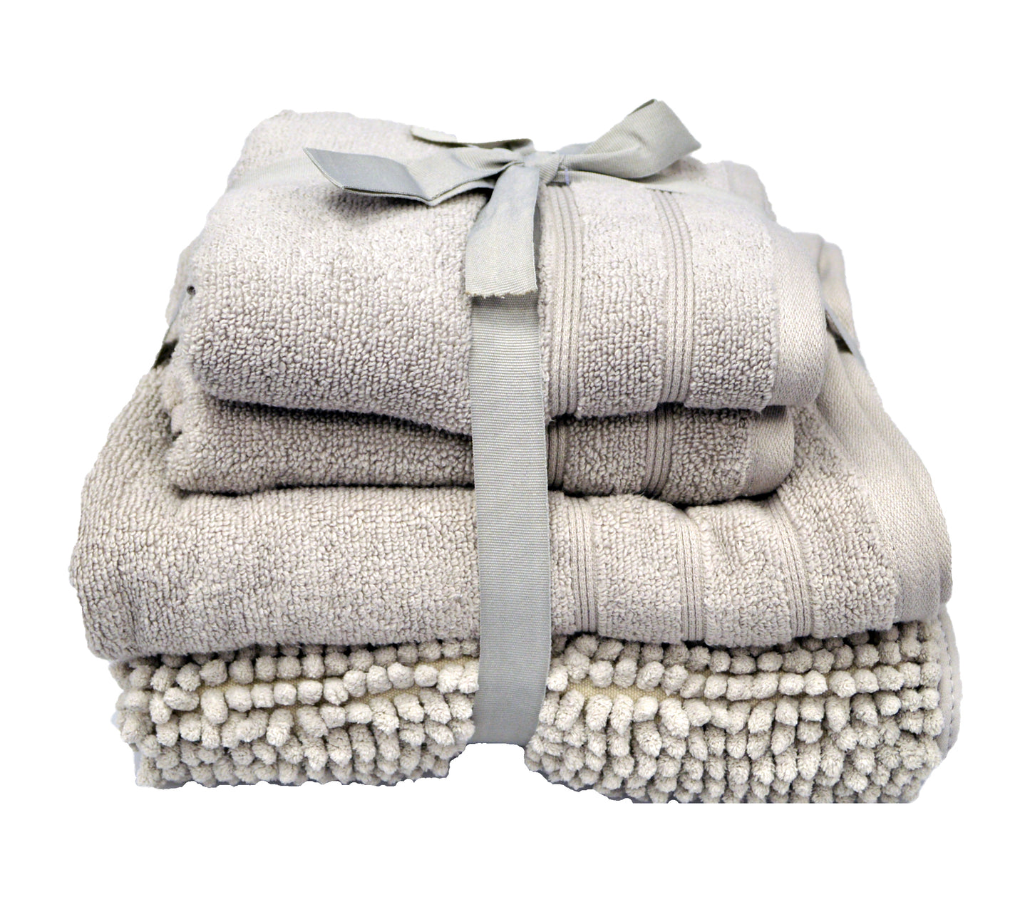 Four Piece Towel Bath Mat Bale Light Grey