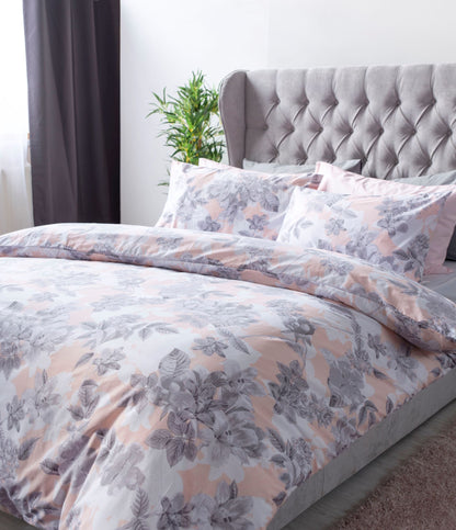 Soft Toned Floral Duvet Set Pinks & Greys