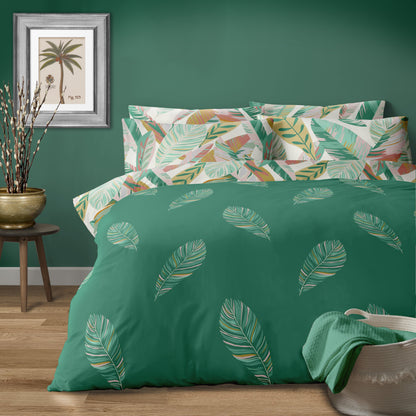 Palm Leaf Large Print Design Duvet Cover Set Green