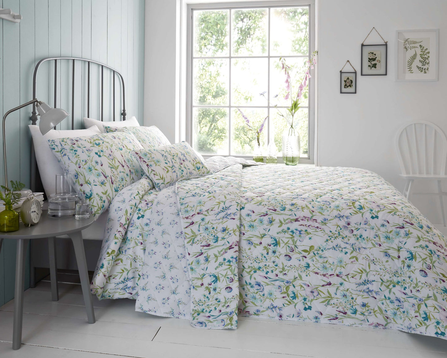 Cotton Rich Phoebe Floral Duvet Set in Duck Egg