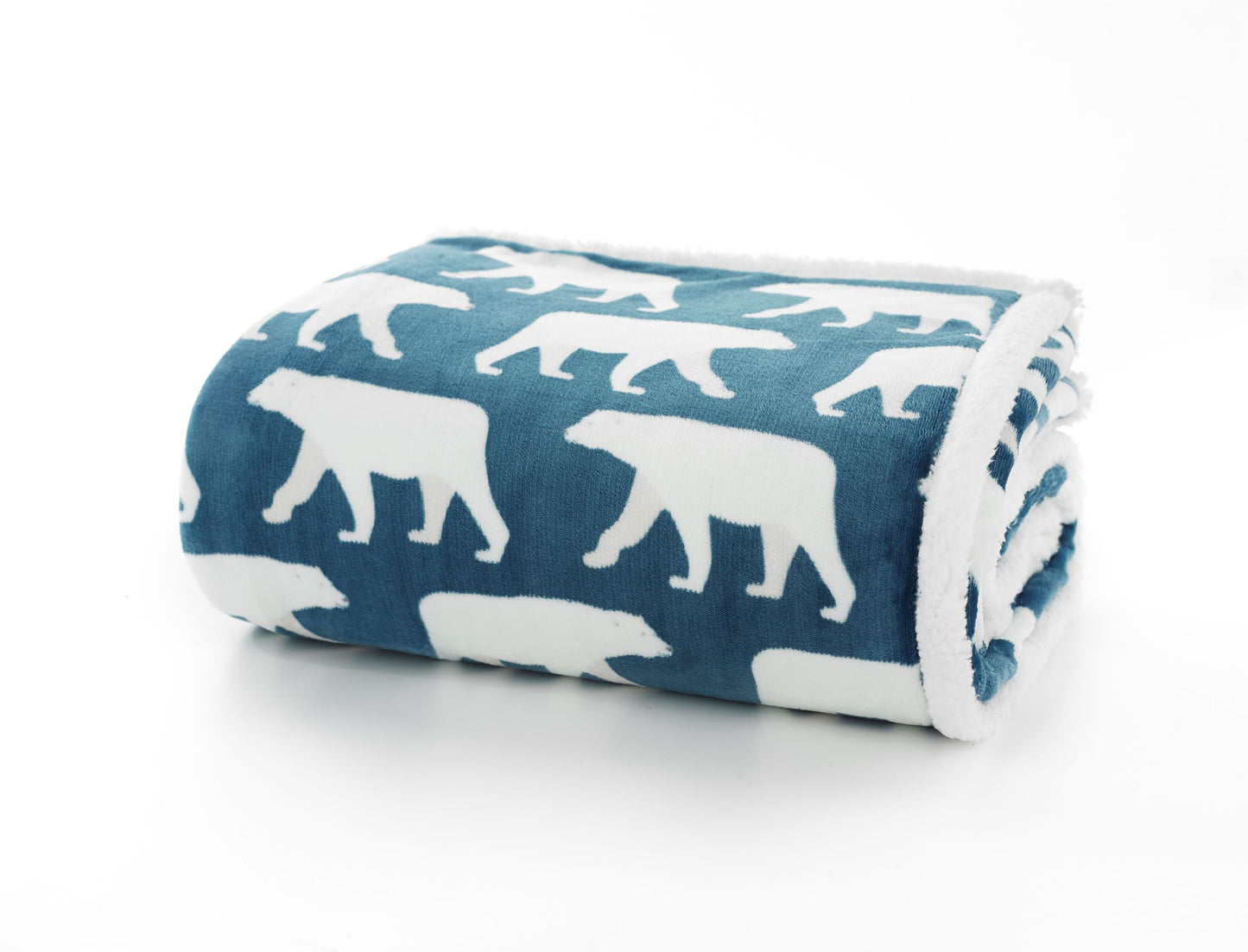 Supersoft Sherpa Reverse Polar Bear Throw in Blue